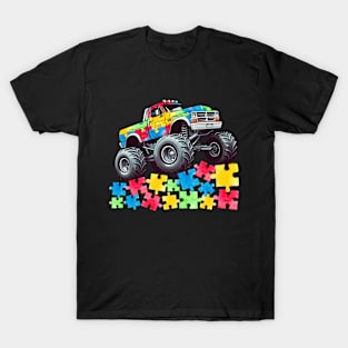 Kids Monster Truck Puzzles Cute Kids Autism Awareness T-Shirt